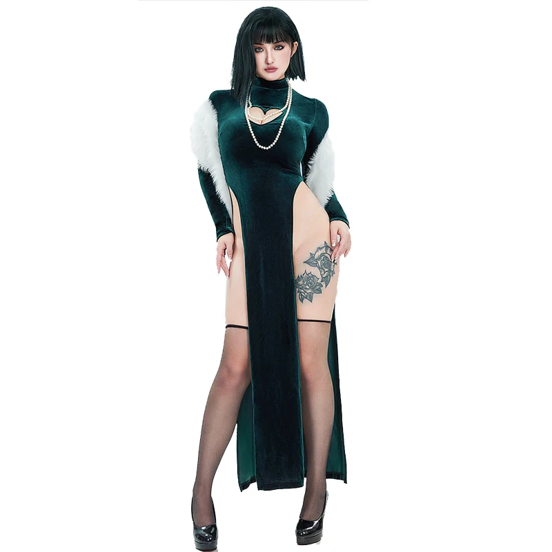 Sexy Velet Furry Cape Dress Wi - Anime Cosplay One Punch Man review and price