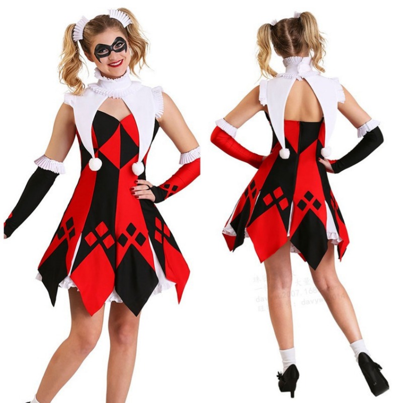Halloween Clown Harley Costume - Anime Harley Quinn Cosplay review and price