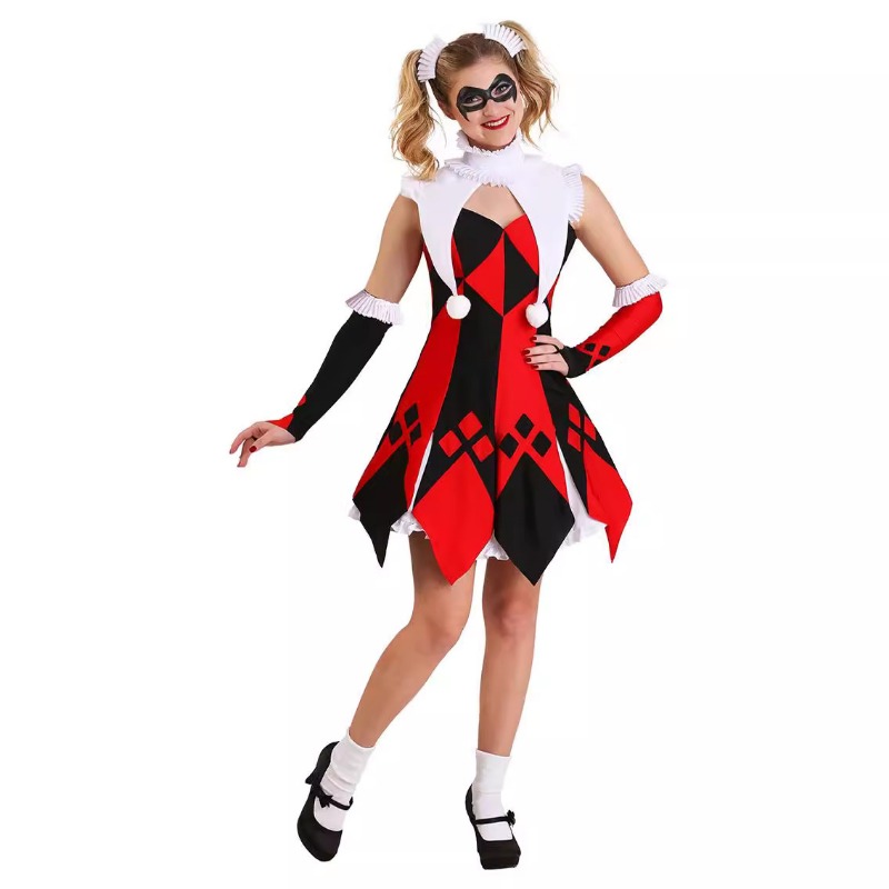 Halloween Clown Harley Costume - Anime Harley Quinn Cosplay review and price